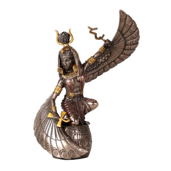 Egyptian Goddess Isis Statue Bronze Color Figurine Artwork Sculpture