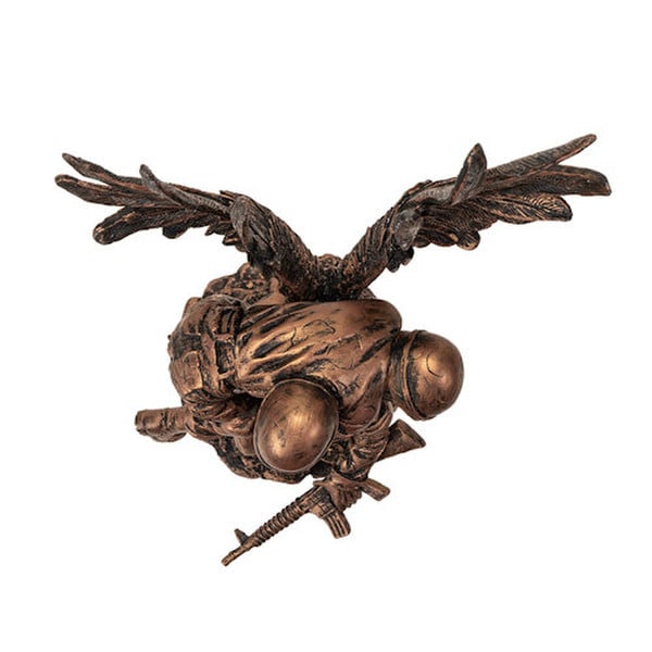 Top view of statue War Memorial Soldier Angel Sculpture military figurine
