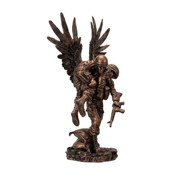 War Memorial Soldier Angel Statue portrays a soldier angel carrying a wounded comrade