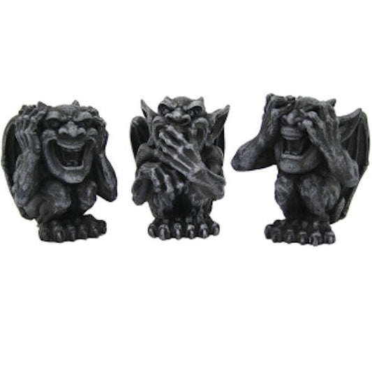 See Hear Speak No Evil Gargoyle Statues Set