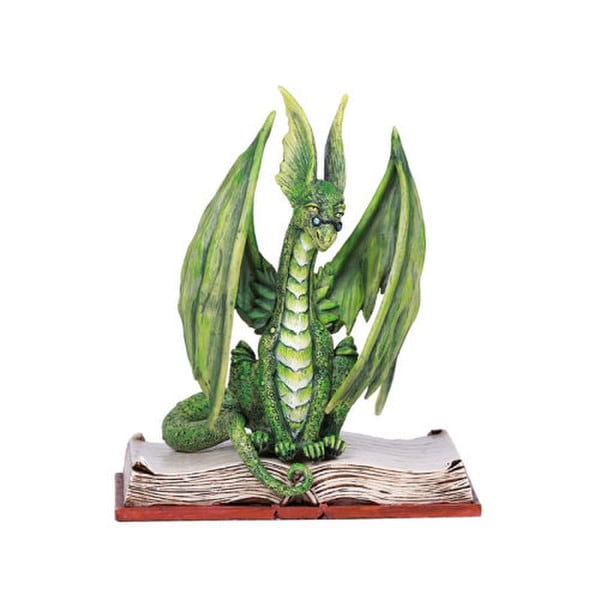 Dragon Scholar Figurine Sculpture Sitting on Book with Eye Glasses