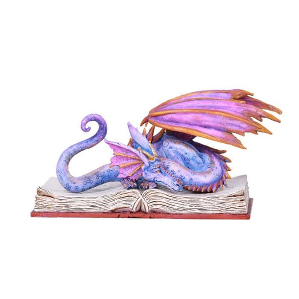 Book Wyrm Worm Dragon Sculpture Curled Sleeping Statue Figurine