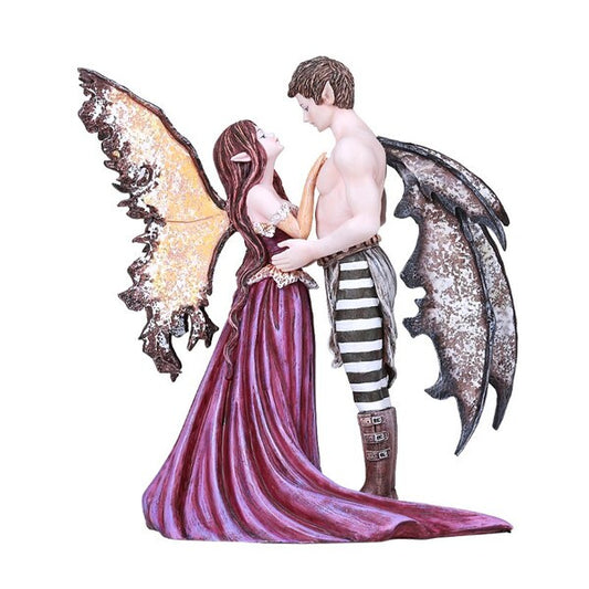 Fairy Couple Lovers Sculpture Fairies Figurine Statue Embrace Colored