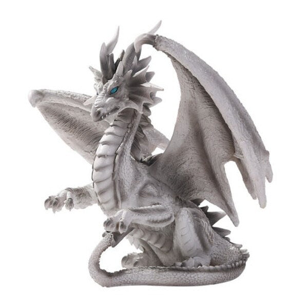 Checkmate Dragon Sculpture Grey Blue Eyes Fierce Figurine