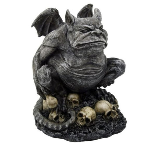 Toad Gargoyle Sculpture Ugly Bulldog Skulls at the base of Sculpture