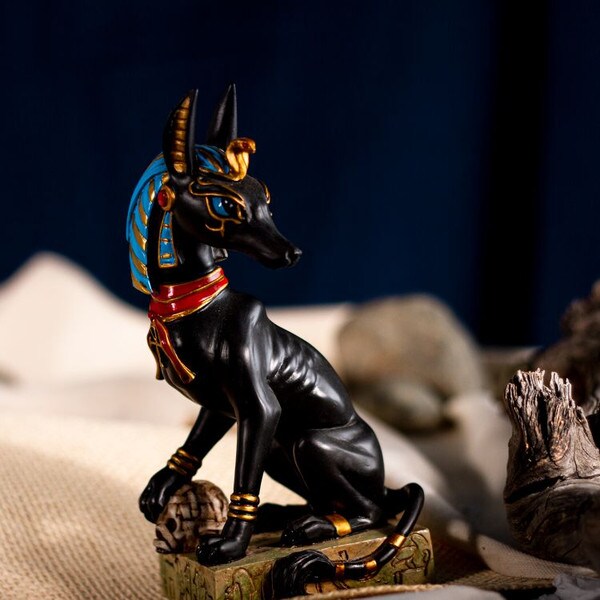 Skull Royal Egyptian Dog Sculpture Anubis Statue Unique Figurine