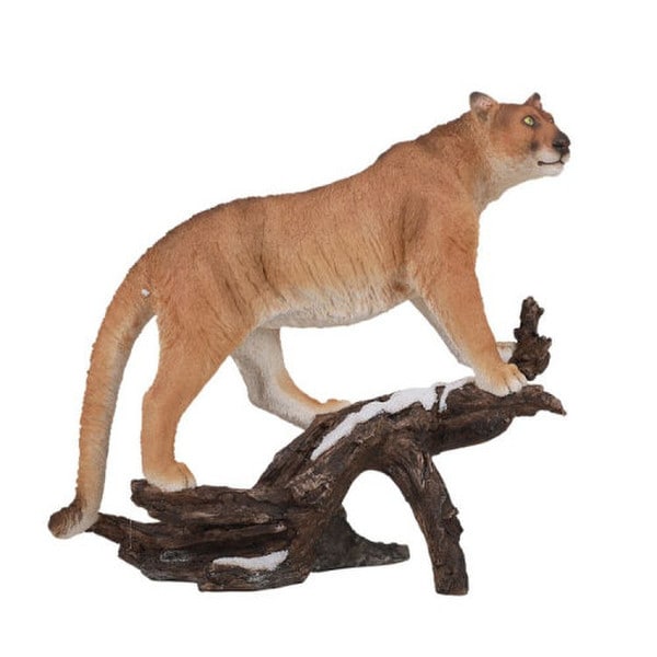cougar on branch limb figurine statue realistic tabletop decorative mascot