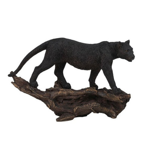 Black Panther on Log Figurine Statue Pumas Realistic Statuary Mascots