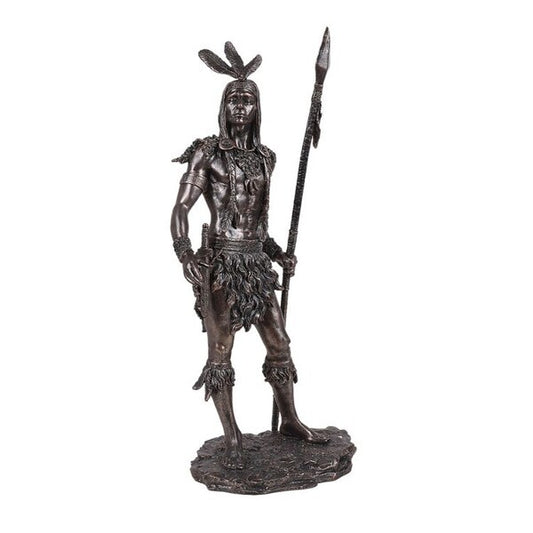 Indian Warrior with Spear Statue Chieftain Native American Southwest