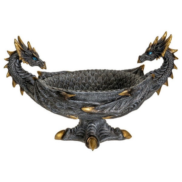 Statuary Double Dragon Bowl Sculpture Sculptural Gothic Decorative