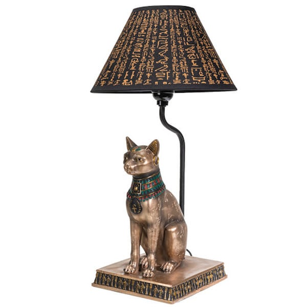 Switch on Light Lamp Goddess Royal Golden Bastet Egyptian hieroglyphs