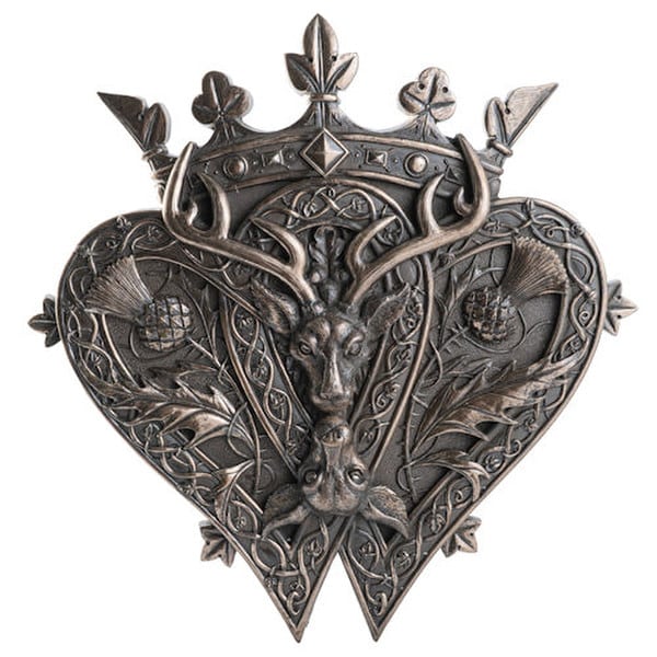 Luckenbooth Scottish shield symbol of Love wall plaque wedding gift stag hearts statue