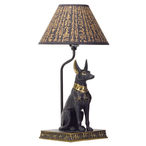 Statuary Anubis Sculptural Table Lamp Lighting Egyptian revial Fabric shade