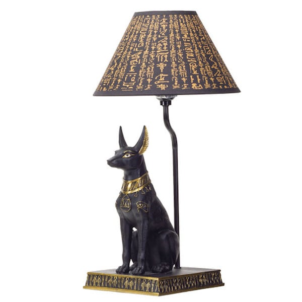 Egyptian hieroglyphs Royal Dog God Sculptural Table Lamp afterlife