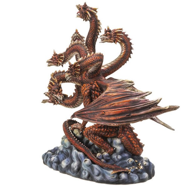 Hydra statue dragon-like being with numerous heads seven figurine