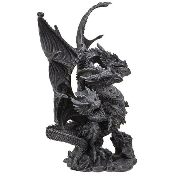 Dark Hydra Four-Headed Dragon Statue Side View of Sculpture beast