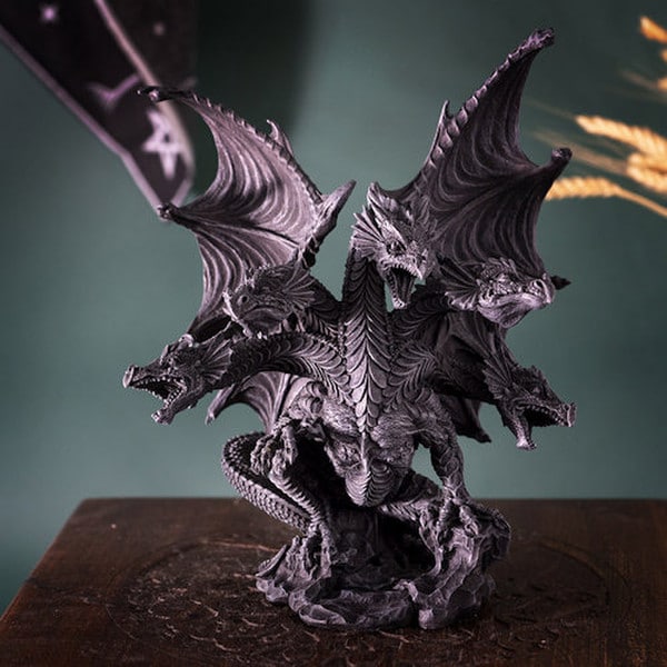 The Dark Hydra Four-Headed Dragon Statue mythical power and intrigue
