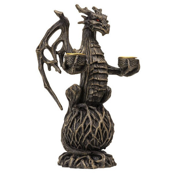 Forest Guardian Dragon Candleholder Incense Burner Statue Celtic Design