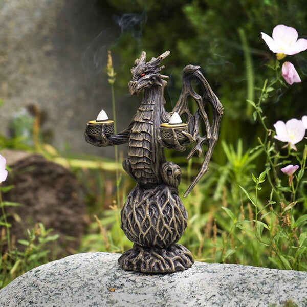 Celtic Forest Guardian Dragon Candleholder Incense Burner Statue