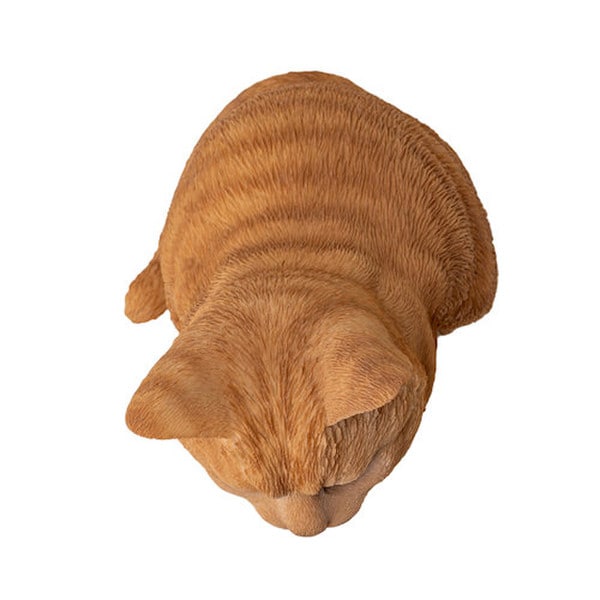 Top View sitting Orange Tabby Cat Statue is a beautifully realistic depiction