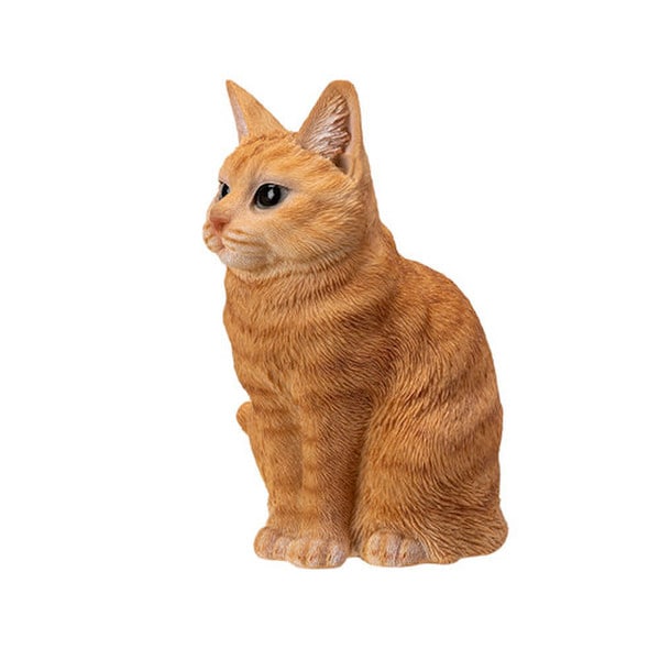 Artwork Sitting Orange Tabby Cat Statue realistic lifelike eyes kitty