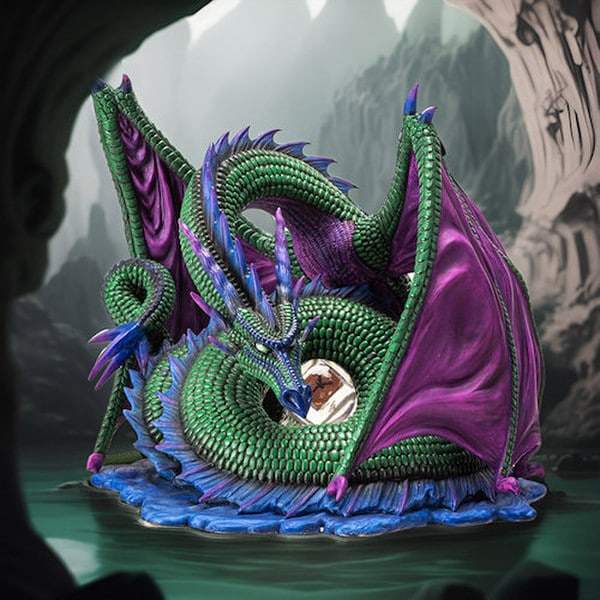 sculpture Aquatic Dragon Guardian Statue Water snake coiled serpent
