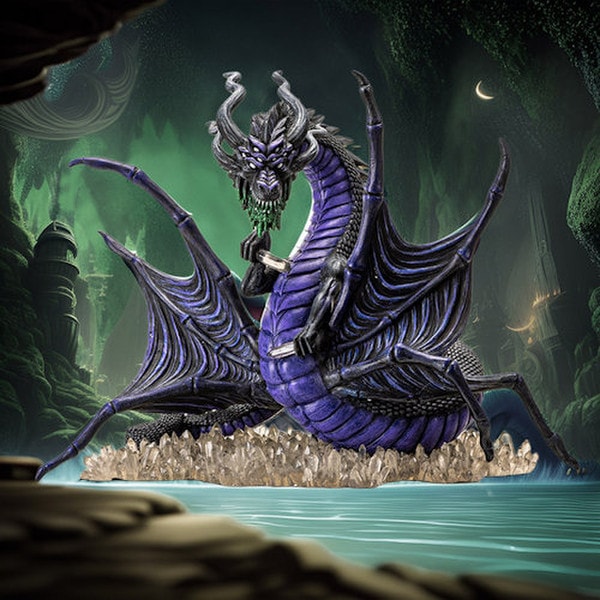 Weaver of Shadows Dragon Spider Statue With eight eyes gem guardian