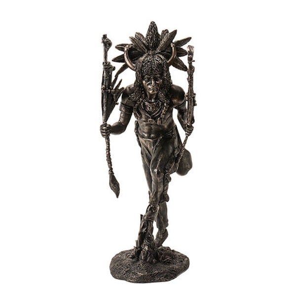 sculpture depicts a Native American warrior Buffalo Spirit Warrior Headdress
