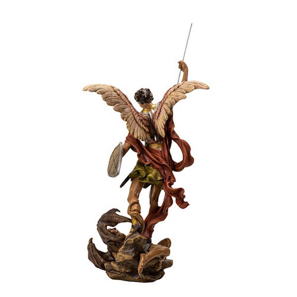 Saint Michael in Motion Spearing Devil Statue his victory over Satan