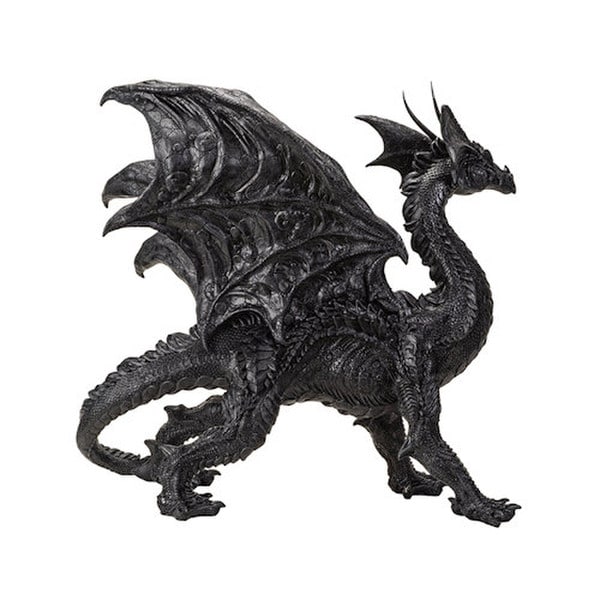 Statue of Shadow-Fire Sentinel Black Dragon Sculpture Figurine Artwork