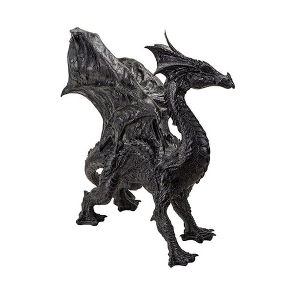 Side view of statue Shadow-Fire Sentinel Black Dragon Sculpture