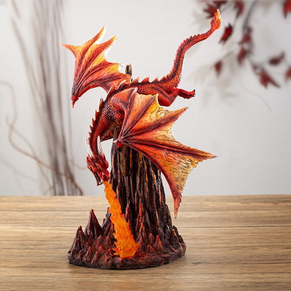 Fire Dragon Sculpture mythical creature fire-breathing on mountain