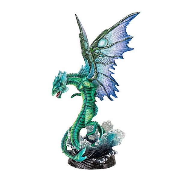 Aquatic Water Dragon Statue Side View of Figurine Statuary Sculpture