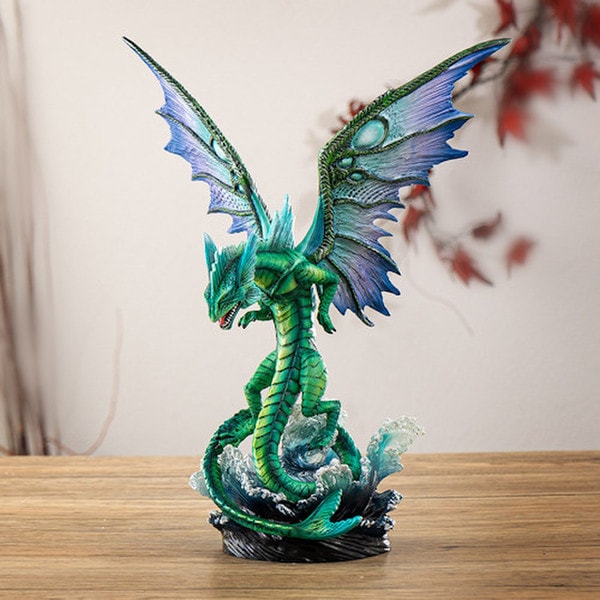 Aquatic Water Dragon Statue scales and a sinuous serpent body figurine