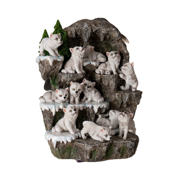 Wolf Pack Mountain Figurine Wolves Statues removable snow mountain