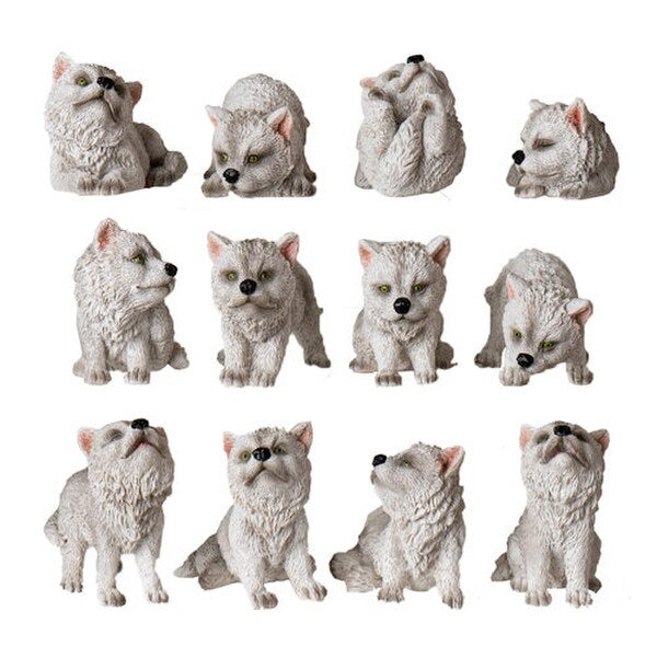 Twelve Wolf Pack Mountain Figurine Wolves Sculptures for Dispaly statues