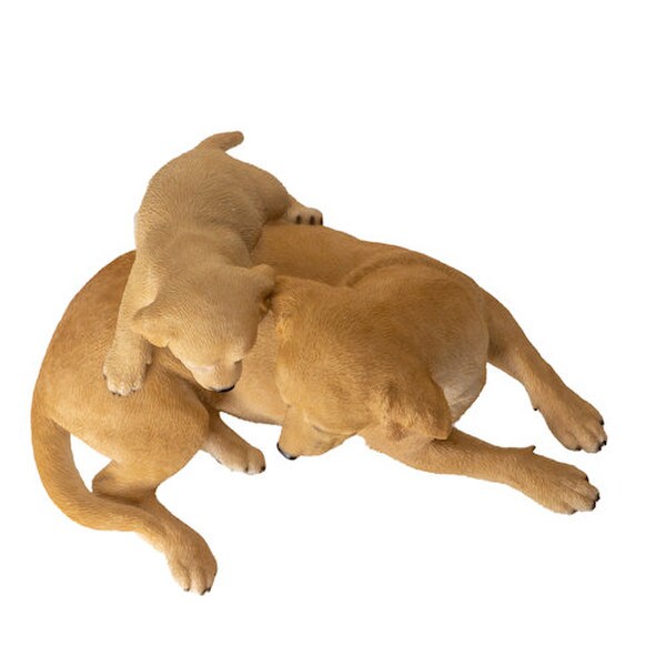 Sculpture Realistic Dog Breed Labrador Mother with Puppy Figurine Statue