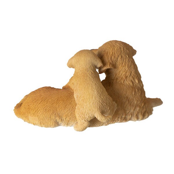 Realistic Golden Retriever with Puppy Figurine mother sculpture pair