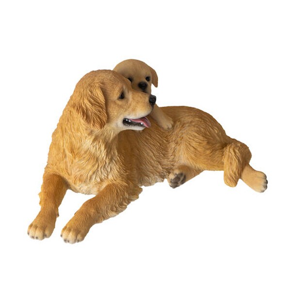 Statue Realistic Golden Retriever with Puppy Figurine mother sculpture