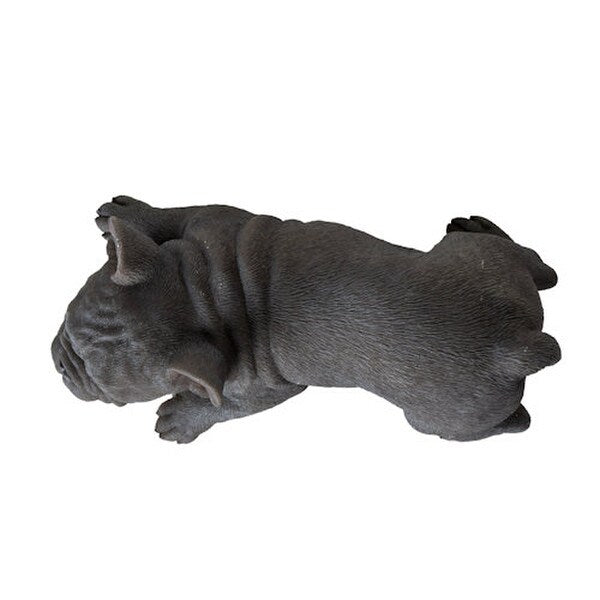 Top view figurine Grey Frenchie Bulldog Sculpture playful pose lifelike statue figurine