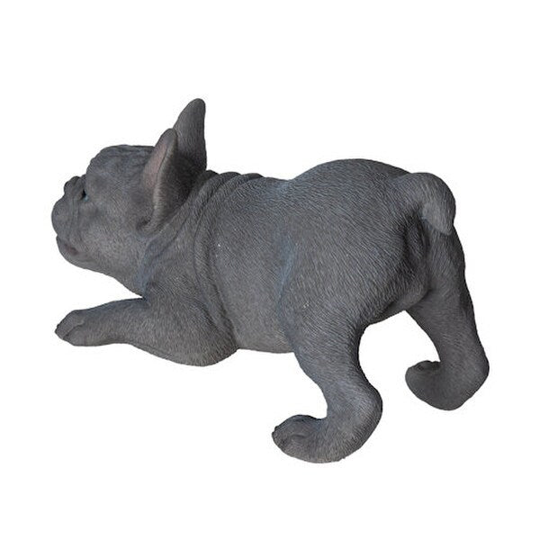 Rear Grey Frenchie Bulldog Sculpture playful pose lifelike statue figurine