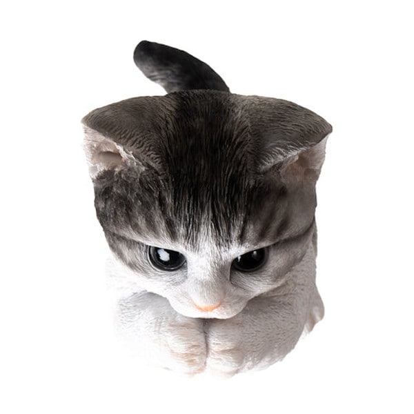 Kitten Standing Cat Figurine youthful curiosity statue black and white