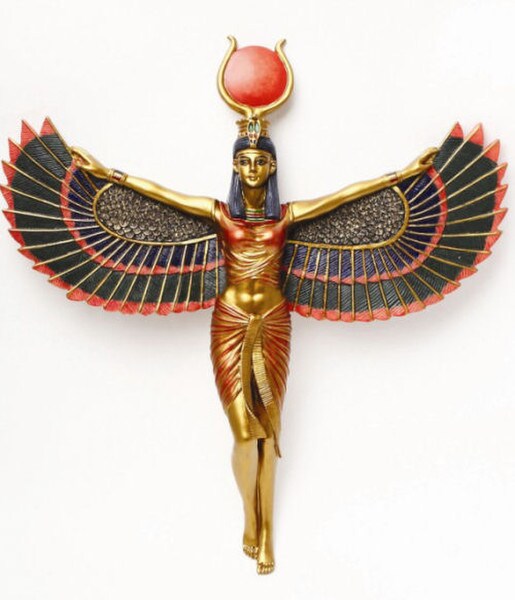 Isis Egyptian Goddess Wall Plaque Sun Disk Decorative Hanging Sculptures