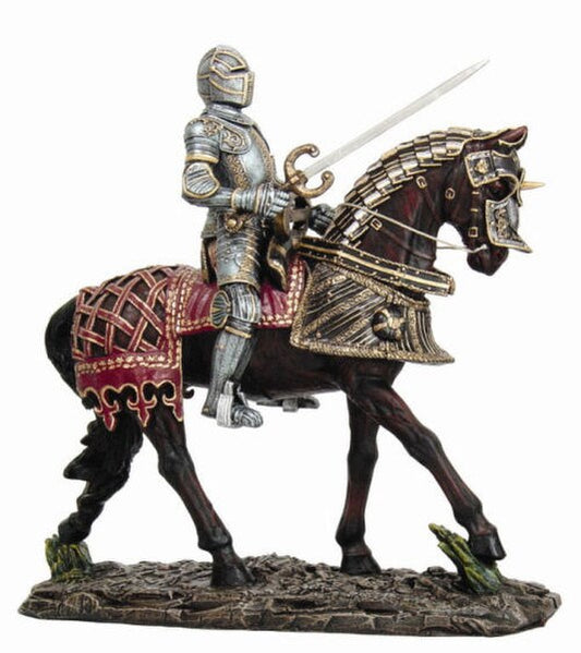 Medieval Knight on Horse Figurine