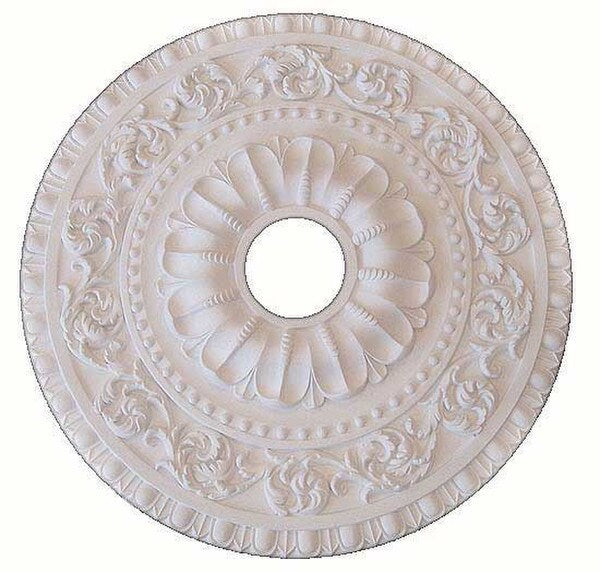 Round Pure White Ceiling Medallion 24 Inch Classic Pattern Design