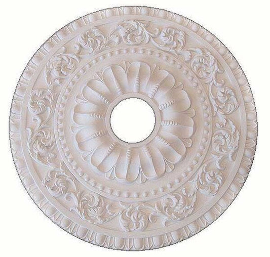 Round Pure White Ceiling Medallion 24 Inch Classic Pattern Design