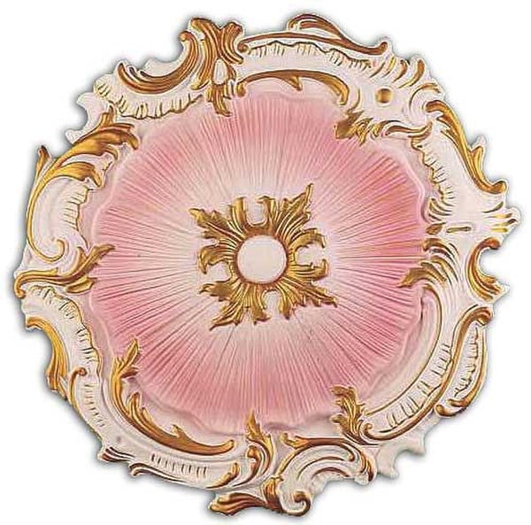 Victorian Pink and Gold Ceiling Medallion Maintance Free Construction