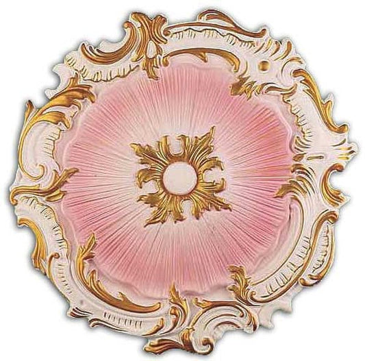 Victorian Pink and Gold Ceiling Medallion Maintance Free Construction