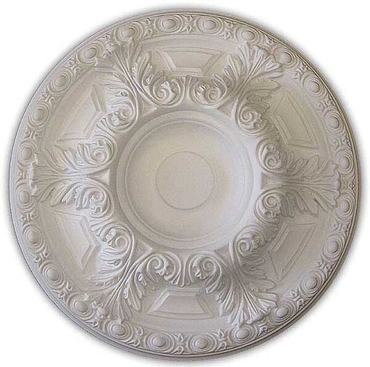 Round Floral Ceiling Medallion - Bright white 23.5 Inch Diameter