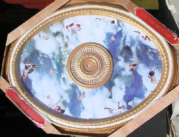 Michelangelo Ceiling Medallion Oval Cherub Sky